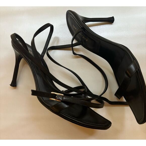 1980’s Sergio Rossi  Black  Leather Strappy Heels Size 40/10 - Picture 4 of 8